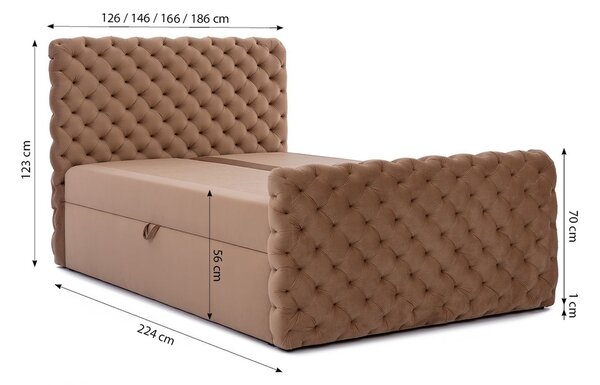 Manželská postel 200x200 CLARITA LUX - béžová + topper ZDARMA