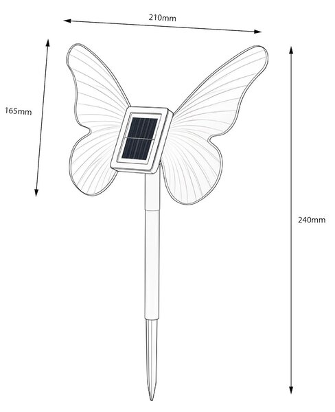 Exteriérové ​​solární zapichovací svítidlo Butterfly, RGB