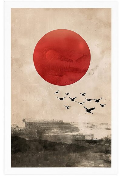 Plakát japandi kouzlo červeného měsíce