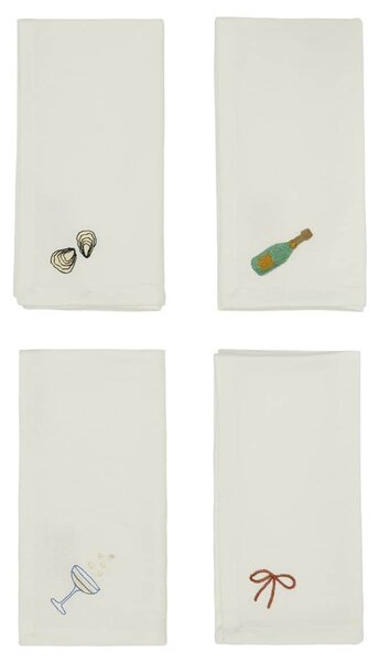 Látkové ubrousky New Year Embroidered – set 4 ks