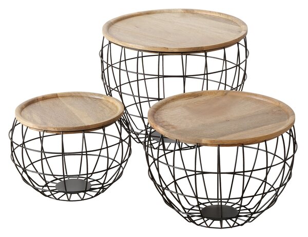 Kovový stolek s dřevěným podnosem - nejmenší