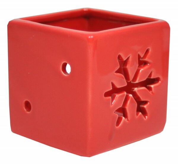 Svícen keramický vločka červený 6,5 cm 9305150