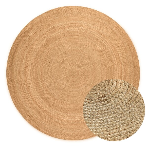 Hanse Home, Kusový koberec Jute Braided 106005 Gold kruh, 140x140 (průměr) kruh, béžová, chodba / předsíň