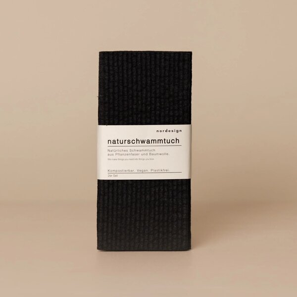 Nordesign Přírodní houbová utěrka Black - 2 ks NRD101