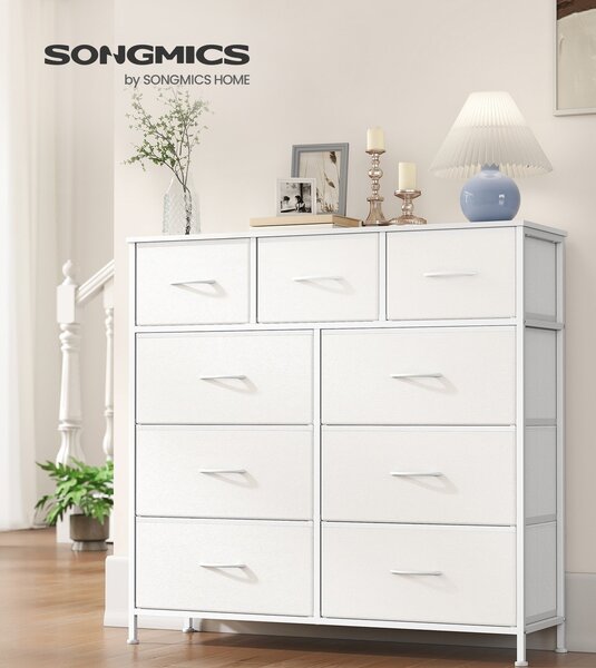 SONGMICS Komoda s látkovými zásuvkami Vasagle Busman 99 cm bílá