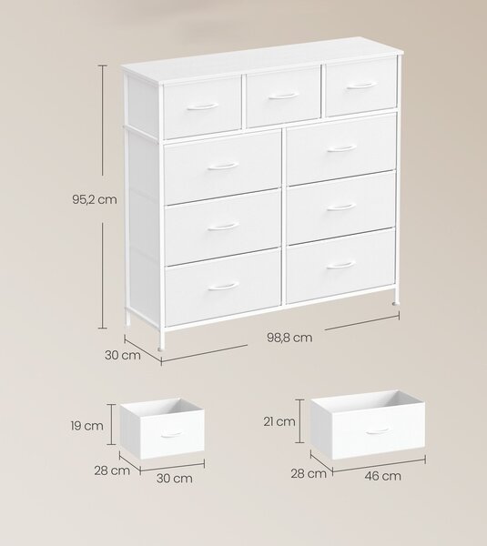 SONGMICS Komoda s látkovými zásuvkami Vasagle Busman 99 cm bílá