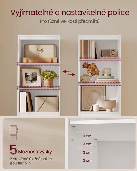 SONGMICS Knihovna Vasagle Kain 57 cm bílá