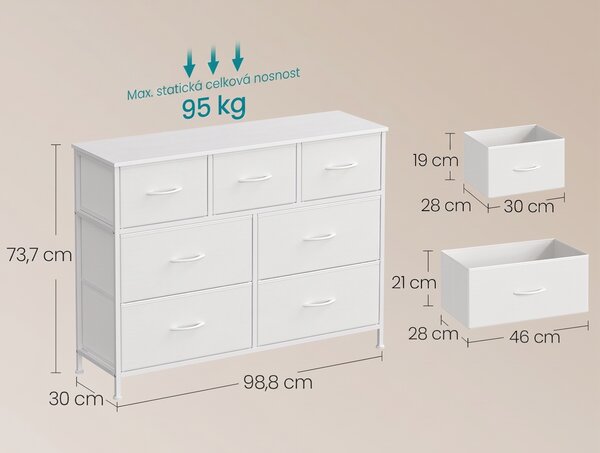 SONGMICS Komoda s látkovými zásuvkami Vasagle Busman 99 cm bílá