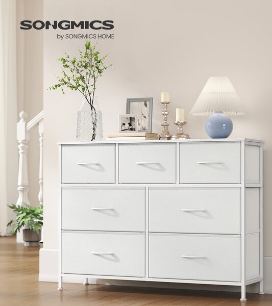 SONGMICS Komoda s látkovými zásuvkami Vasagle Busman 99 cm bílá