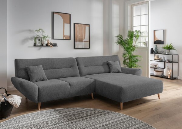ROHOVÁ SEDAČKA, dřevo, textil, antracitová MID.YOU - Sedací soupravy, Online Only