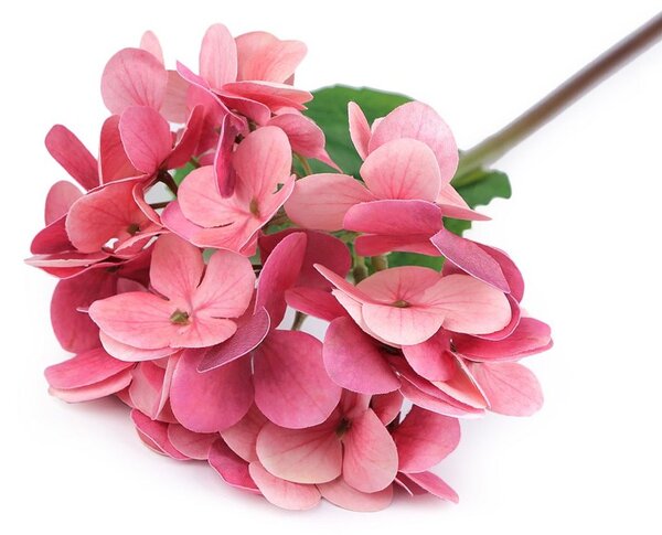 Umělá hortenzie velkokvětá k aranžování - 6 růžová střední