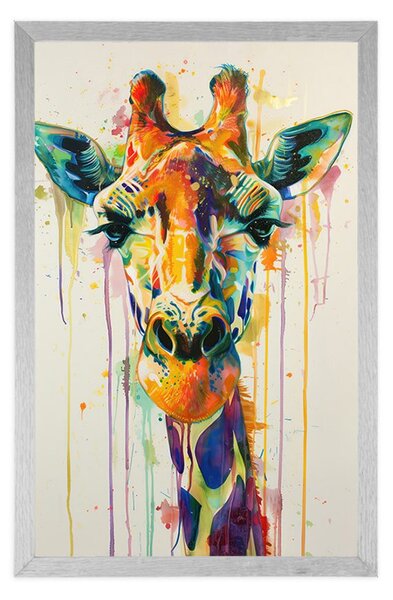 Plakát žirafa s imitací malby