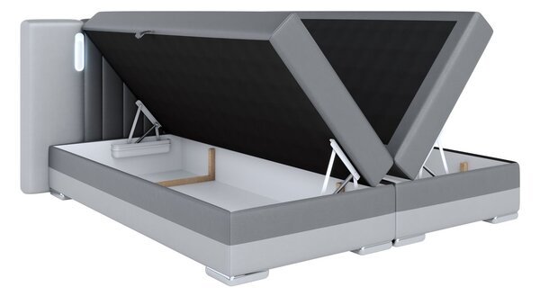 Manželská postel 180x200 DELIA s LED osvětlením - černá / smetanová + topper ZDARMA
