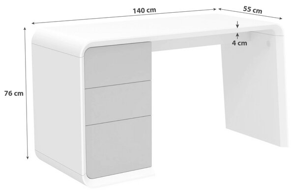 PSACÍ STŮL, bílá, šedohnědá, 140/55/76 cm Livetastic - Online Only psací stoly, Online Only