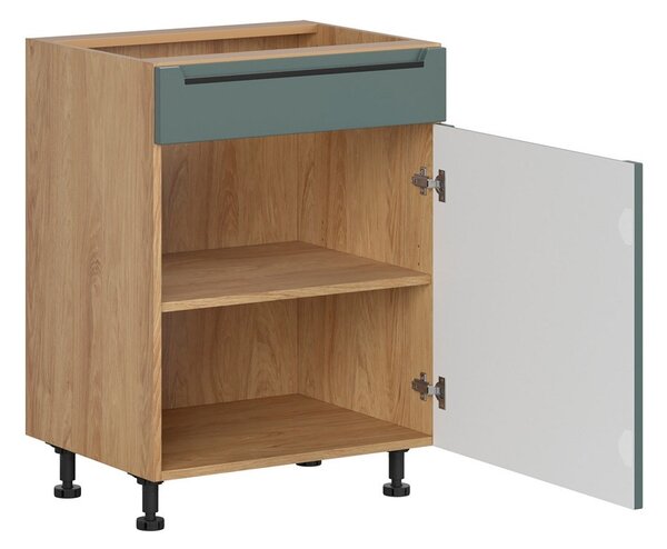 BRW Kuchyně Family Line Iris D1S-60/82-P/B, dub hikora/boho green matt