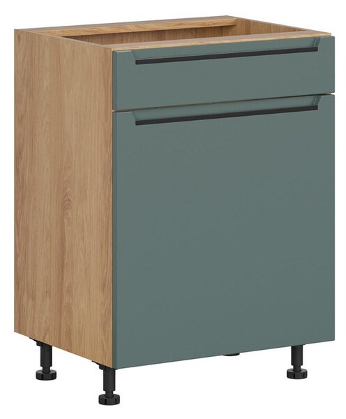 BRW Kuchyně Family Line Iris D1S-60/82-P/B, dub hikora/boho green matt