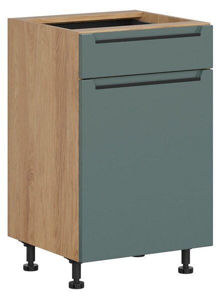 BRW Kuchyně Family Line Iris D1S-50/82-L/SFB, dub hikora/boho green matt