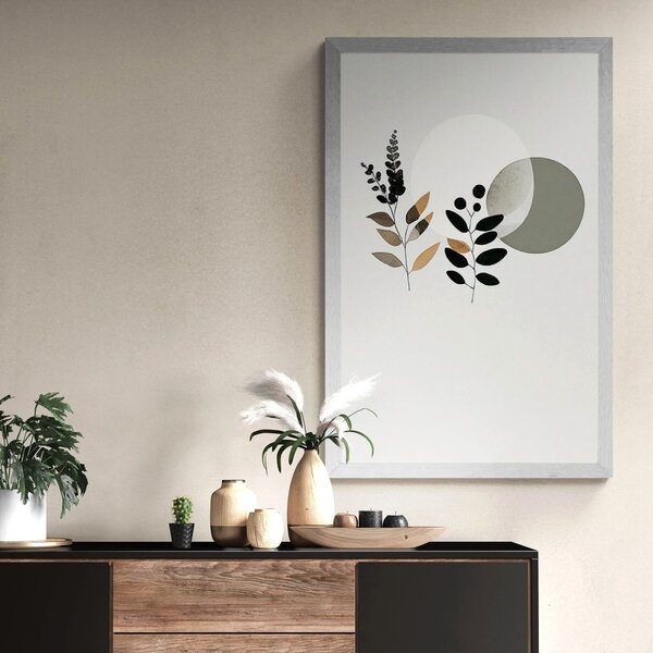 Plakát minimalistické listy s boho pozadím