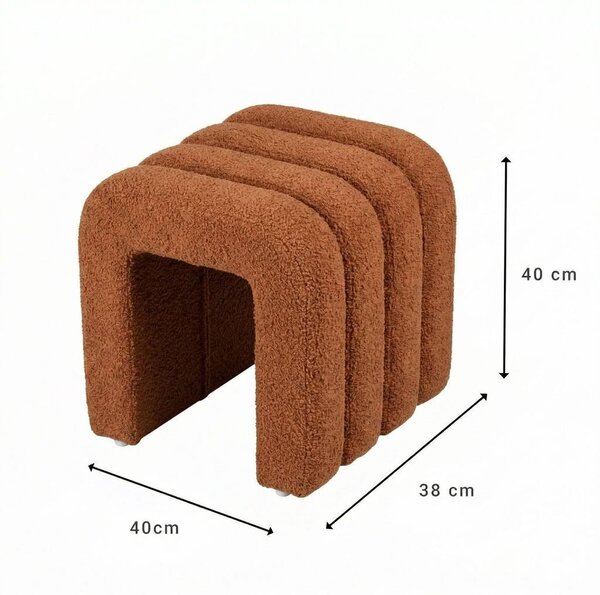 CHENILLE Taburet plyšový 40 cm - terakota