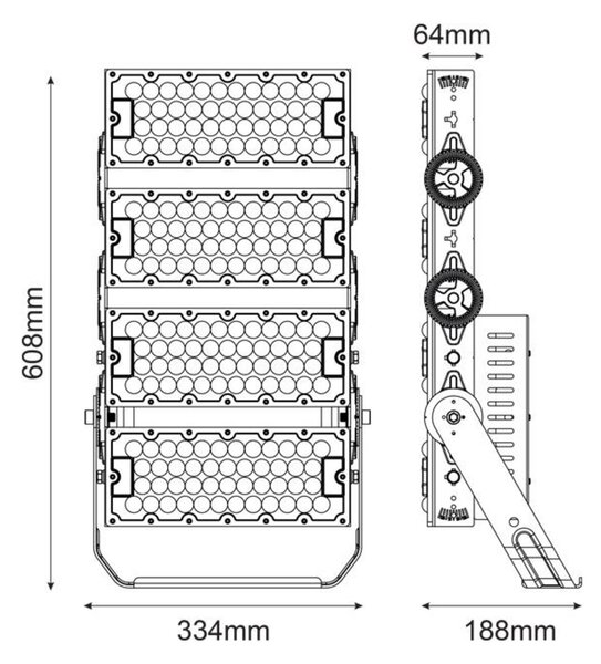 ACA Lighting LED HIGH POWER FLOOD reflektor 480W 74400lm 5000K 40° 230V AC IP65 IK10 GLAD4805040