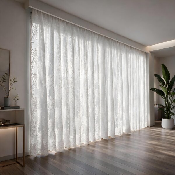 Voálová Luxusní vyšívaná záclona bílá Versailles White metráž Ervi 3634-11