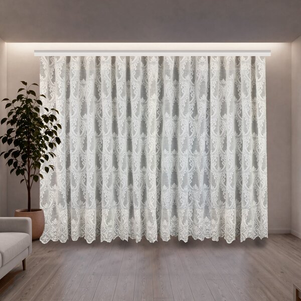 Voálová Luxusní vyšívaná záclona bílá Versailles White metráž Ervi 3634-11