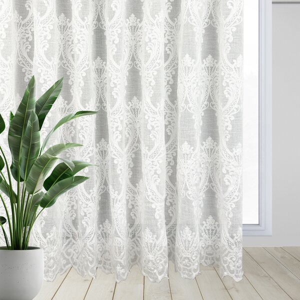 Voálová Luxusní vyšívaná záclona bílá Versailles White metráž Ervi 3634-11