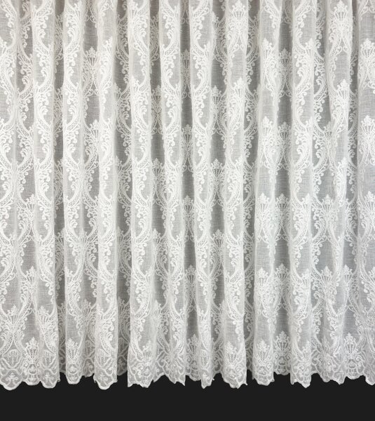 Voálová Luxusní vyšívaná záclona bílá Versailles White metráž Ervi 3634-11