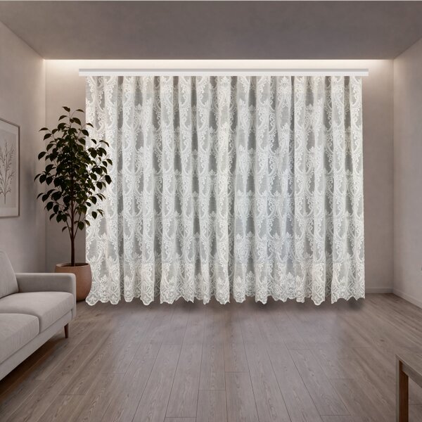 Voálová Luxusní vyšívaná záclona bílá Versailles White metráž Ervi 3634-11