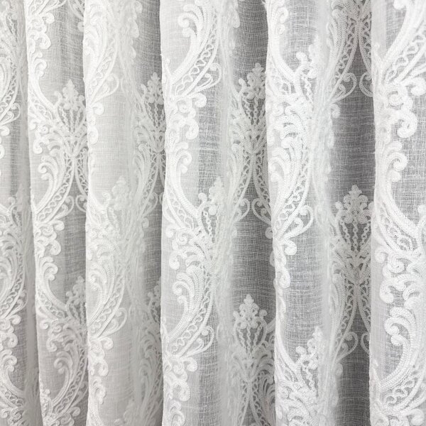 Voálová Luxusní vyšívaná záclona bílá Versailles White metráž Ervi 3634-11