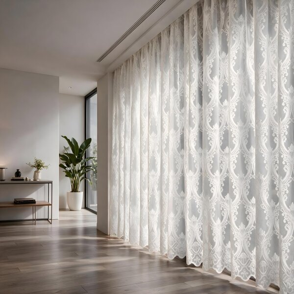 Voálová Luxusní vyšívaná záclona bílá Versailles White metráž Ervi 3634-11