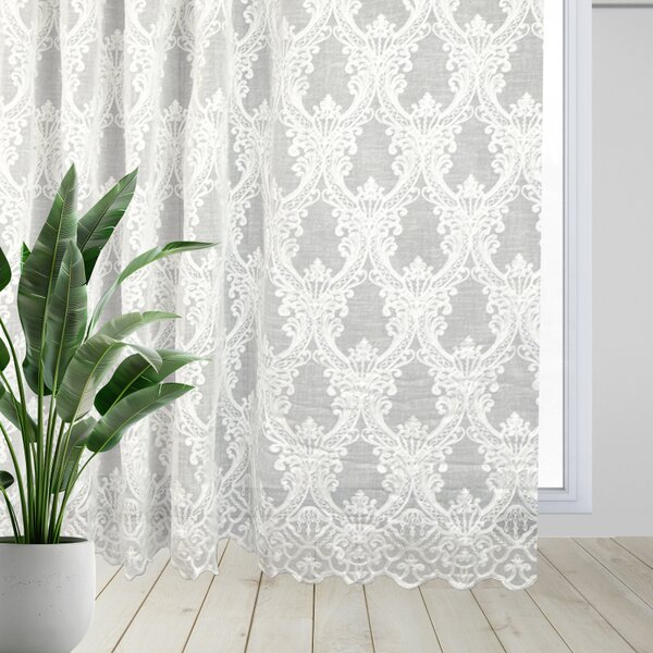 Voálová Luxusní vyšívaná záclona bílá Versailles White metráž Ervi 3634-11