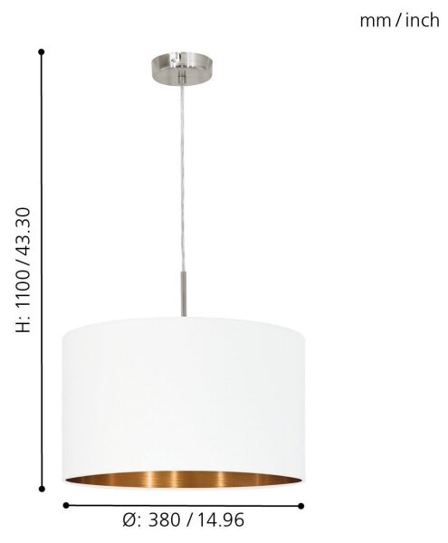 Eglo 95044 - Lustr PASTERI 1xE27/60W/230V
