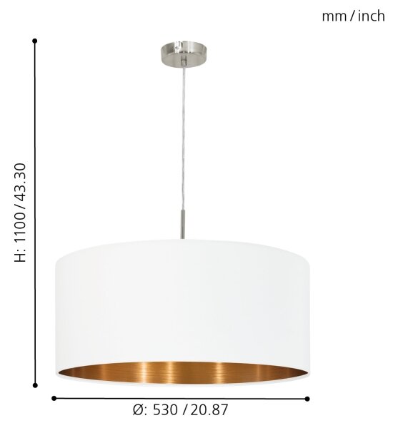 Eglo 95045 - Lustr PASTERI 1xE27/60W/230V