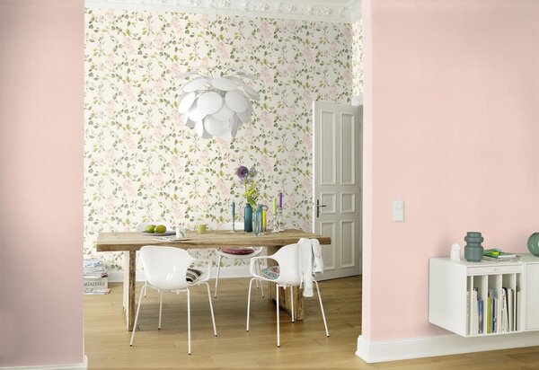 RASCH | Vliesová tapeta na zeď Peonies 582215 | 0,53 x 10,05 m | krémová, zelená, růžová
