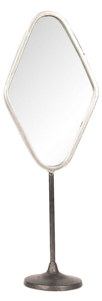 Stříbrné antik kovové stolní kosmetické zrcadlo - 14*9*43 cm