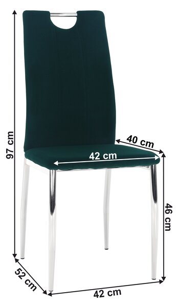 KONDELA Jídelní židle, smaragdová Velvet látka / chrom, OLIVA NEW