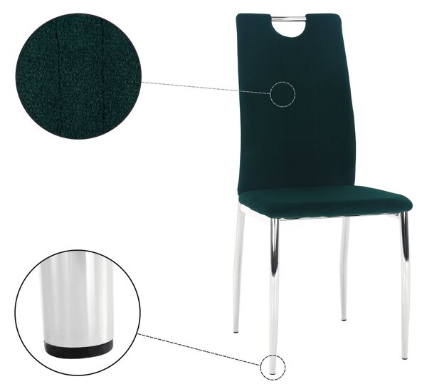 KONDELA Jídelní židle, smaragdová Velvet látka / chrom, OLIVA NEW