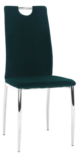 KONDELA Jídelní židle, smaragdová Velvet látka / chrom, OLIVA NEW