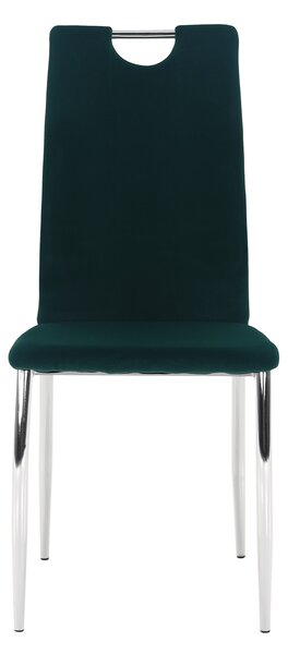 KONDELA Jídelní židle, smaragdová Velvet látka / chrom, OLIVA NEW