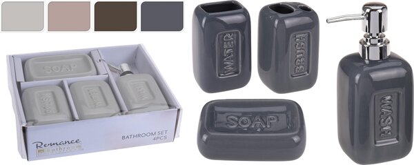Sada koupelnových doplňků Bathroom Solutions, keramika, 4 kusy, antracit