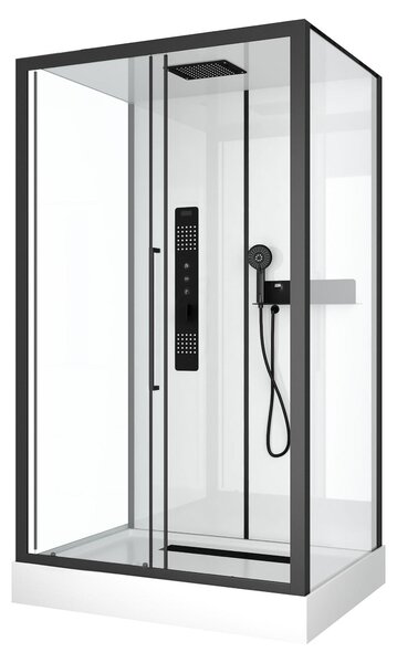 Kompletní sprchový kout MARWELL Kompletní sprchový kout bílý obdélník 90 x 115 x 215 cm - Kompletní sada včetně sprchové vaničky a baterie - Sprchový kout s čelním vstupem a vysoce kvalitním hliníkovým profilem