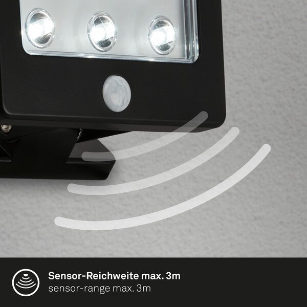 BRILONER LED venkovní svítidlo s čidlem 12 cm 6x0,06W 7lm černá BRI 2276-065