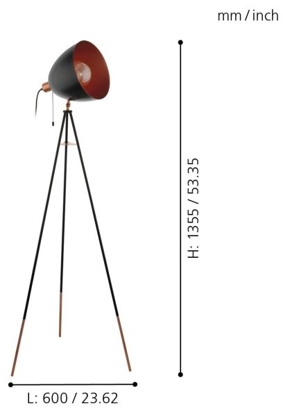 Eglo 49386 - Stojací lampa CHESTER 1xE27/60W/230V