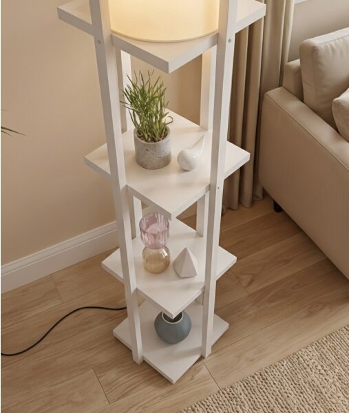 Stojací lampa s poličkami NORA 1xE27/40W/230V bílá