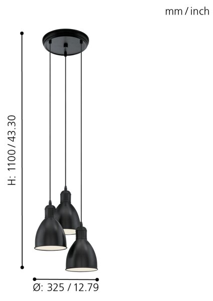Eglo 49465 - Lustr PRIDDY 3xE27/60W/230V