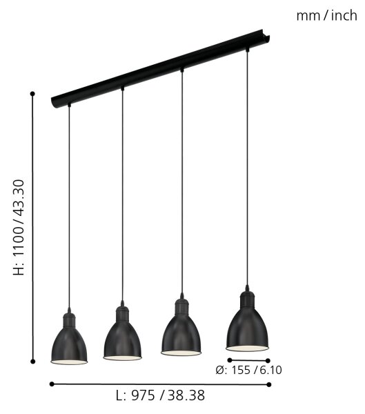 Eglo 49466 - Lustr PRIDDY 4xE27/60W/230V