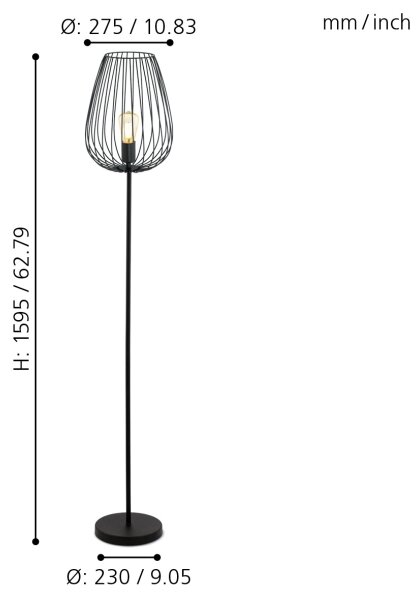 Eglo 49474 - Stojací lampa NEWTOWN 1xE27/60W/230V