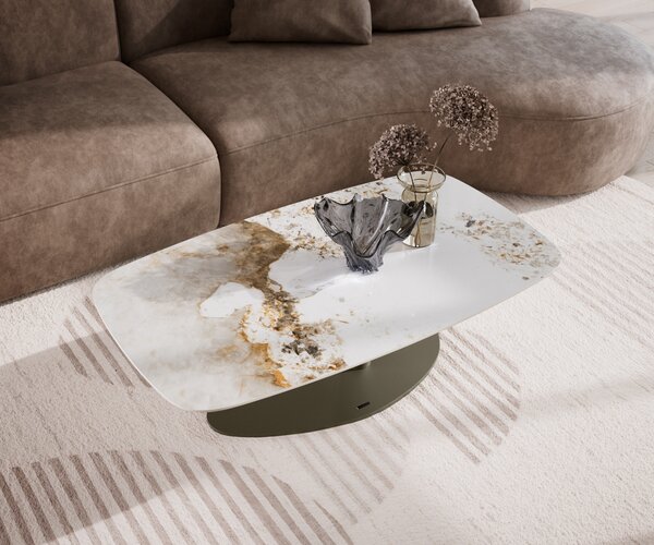 DELIFE Konferenční stolek Edge Boot 120x70 cm keramika Minas Melange Vibany kov titanová barva