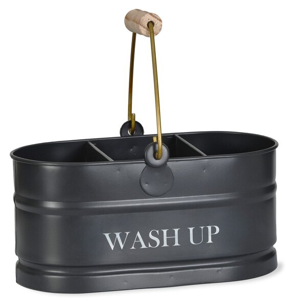 Plechový kyblík s přihrádkami Wash Up Tidy Carbon